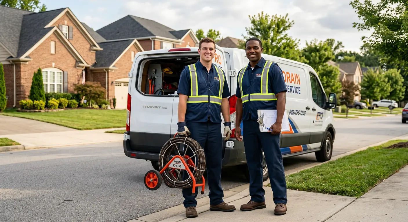 Sewer and drain service team with equipment ready for work in Swissvale